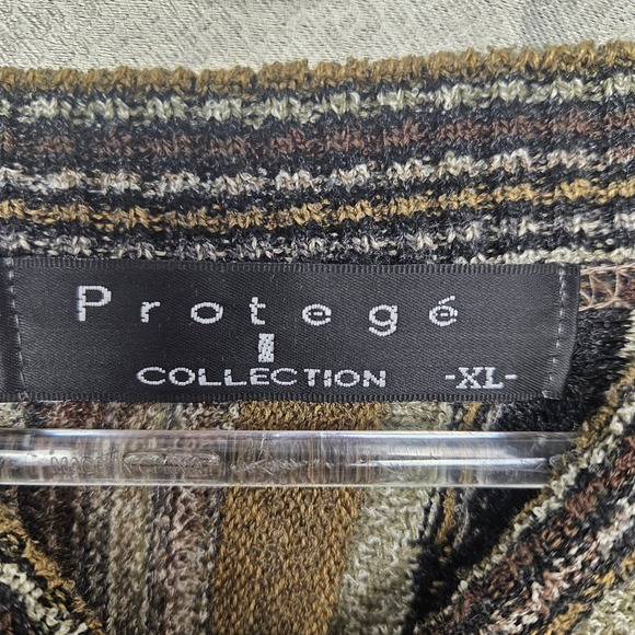 Vtg 3D knit Striped Sweater Earth Tones Abstract Pattern Pullover 90s USA - Picture 7 of 7